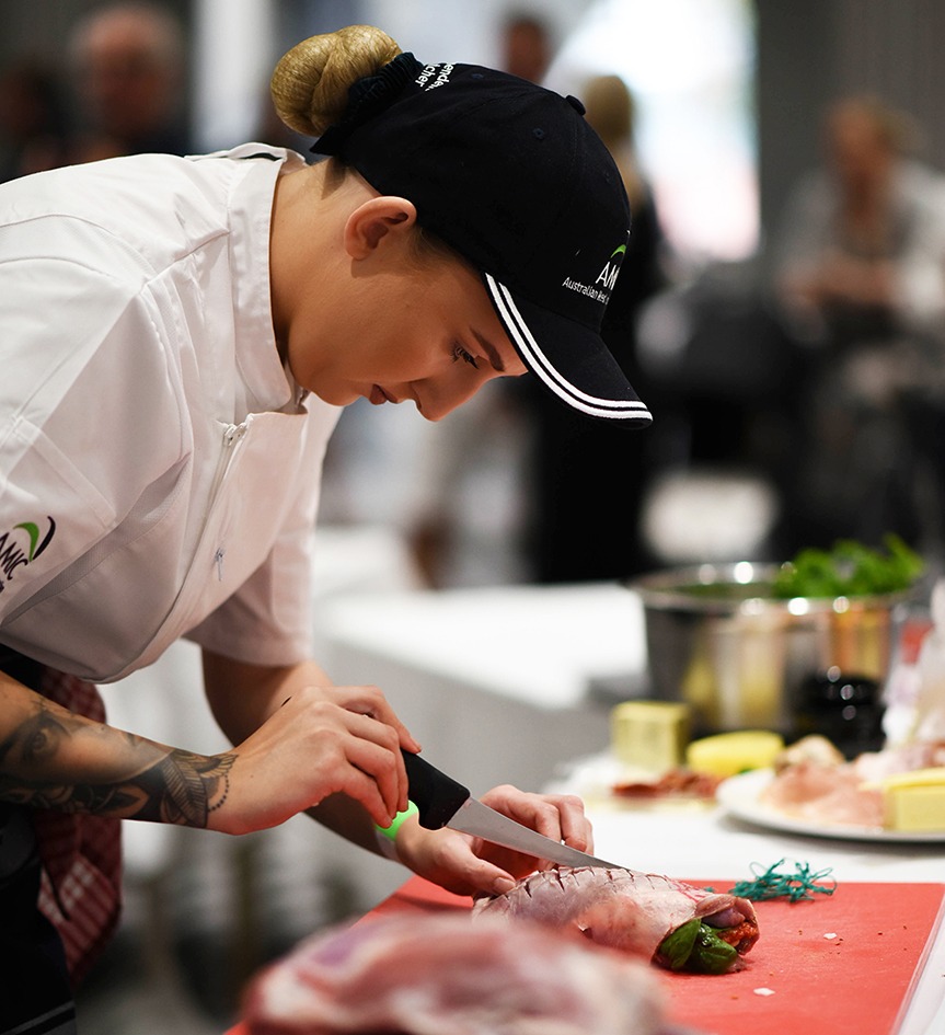 Bonnie Ewan at the AMIC national competition, at which she won Apprentice Butcher of the Year.
