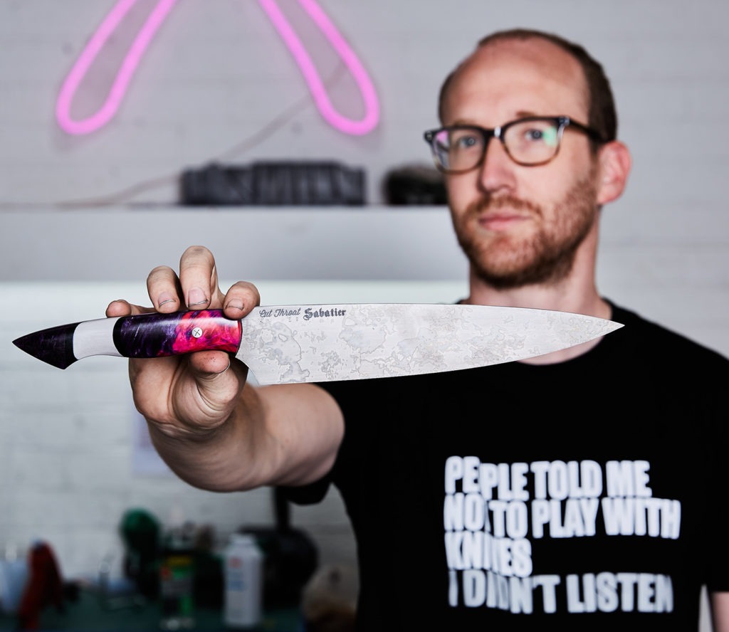 Knifemaker Aidan Mackinnon says it can take anywhere from 25 hours to two weeks to make his knives