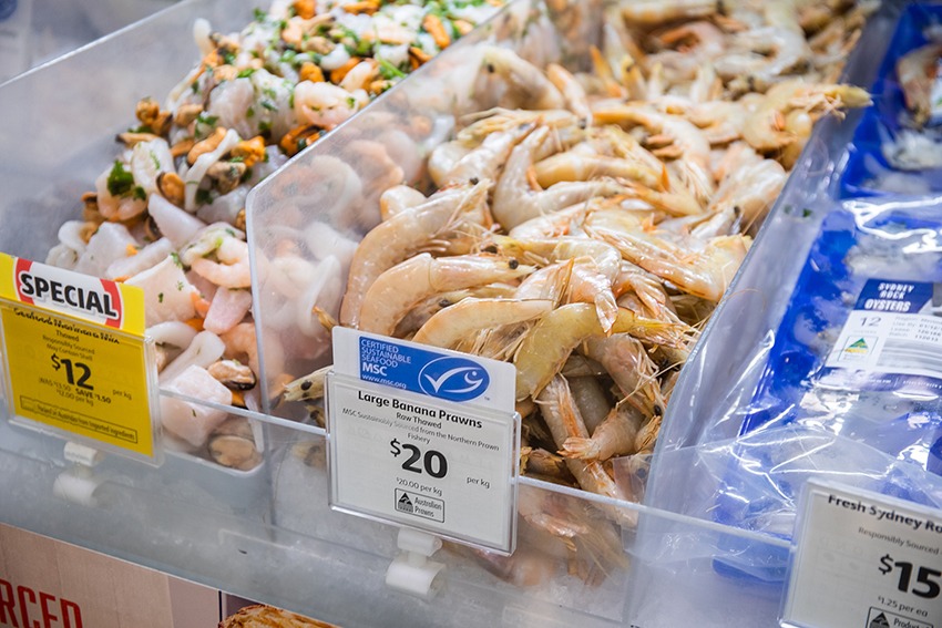 Choosing sustainably sourced prawns: look for the MSC blue fish tick