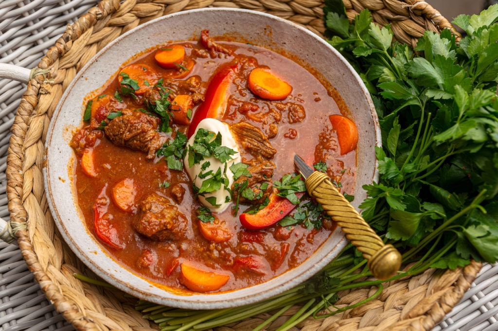 Slow-cooked Hungarian beef goulash by Michelle