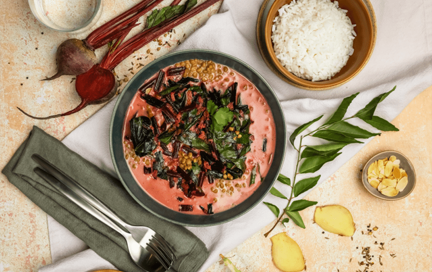 Make the most of your leftovers: beetroot stem and leaf curry