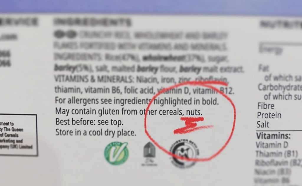 May contain nuts label