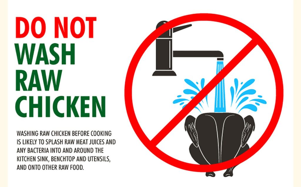 health and nutrition news: do not wash raw chicken
