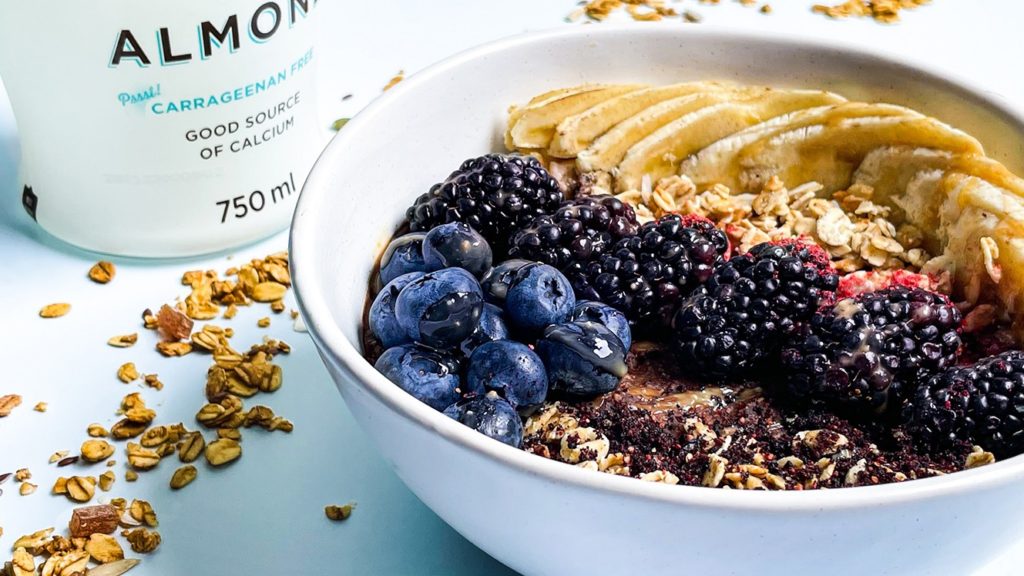 Plant-based summer vanilla berry overnight wellness bowl