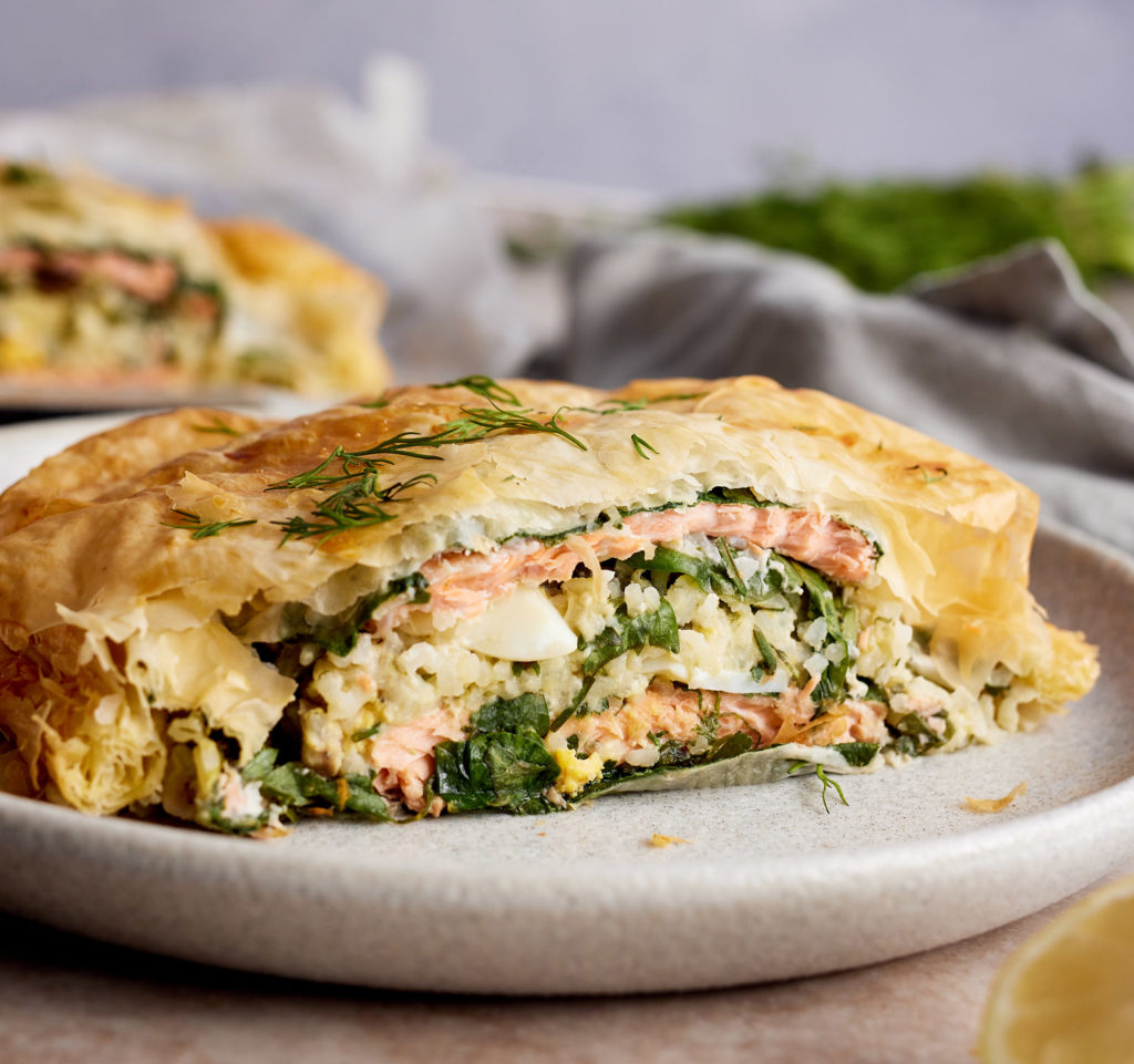 Healthy comfort food: salmon and rice egg pie