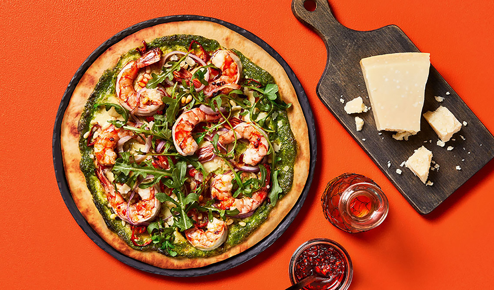 4 recipes that are faster than takeaway: tiger prawn, chilli & rocket pizza 